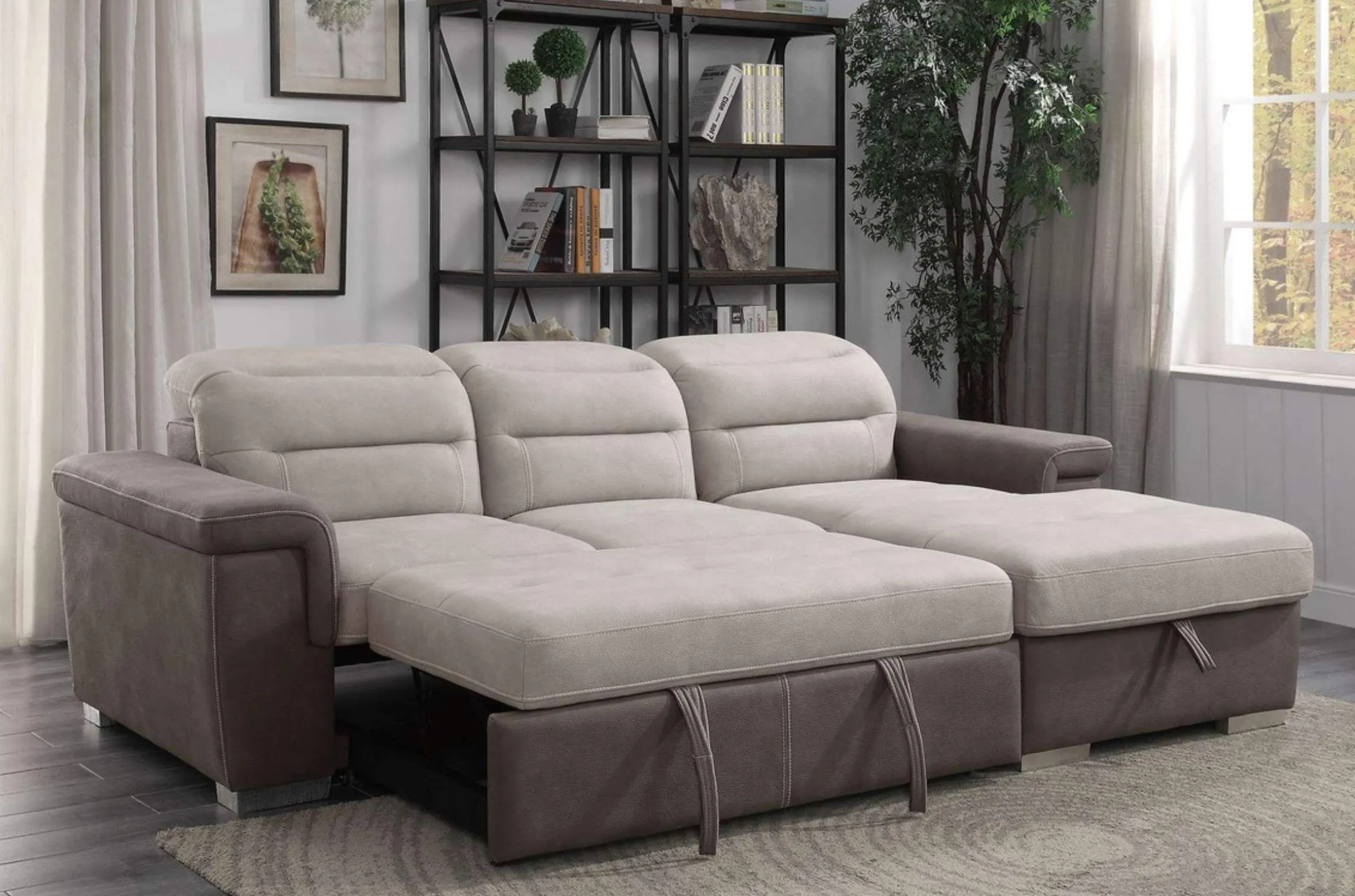 Homelegance Alfio Sectional with pullout bed and hidden storage