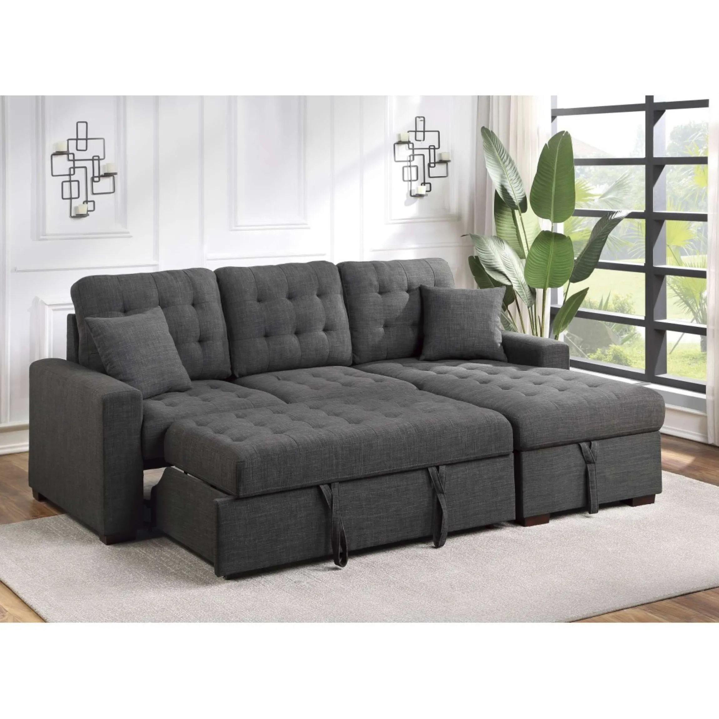 Homelegance McCafferty Sectional with pullout bed and hidden storage